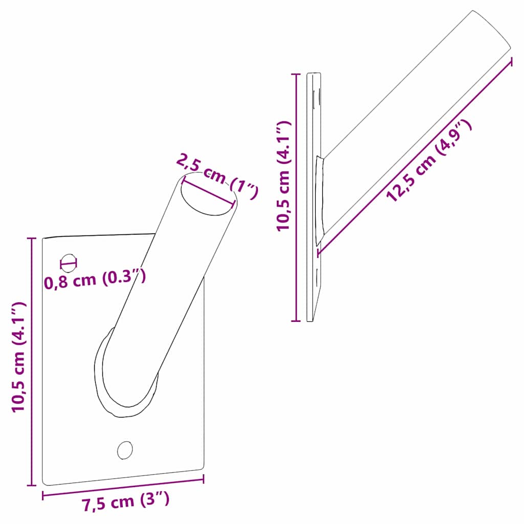 Flag Pole Holde Silver 10.5 x 7.5 x 2.5 cm Steel