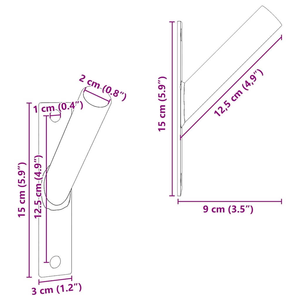 Flag Pole Holde Black 15 x 3 x 0.35 cm Steel