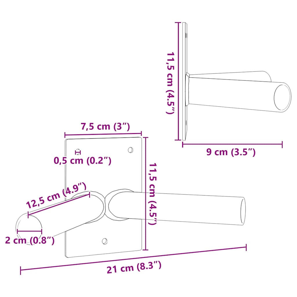 Flag Pole Holde Silver 11.5 x 7.5 x 0.2 cm Steel