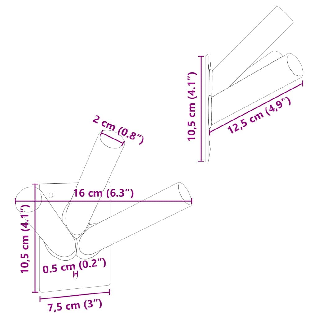Flag Pole Holde Black 10.5 x 7.5 x 0.2 cm Steel