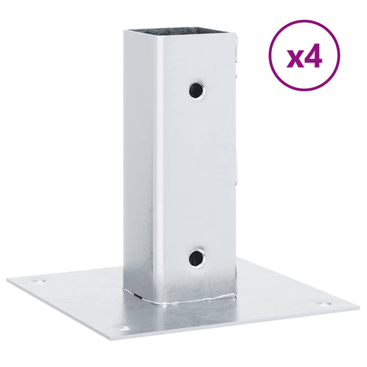 Post Bases Square 4 pcs Silver 51x51 mm Galvanised Steel