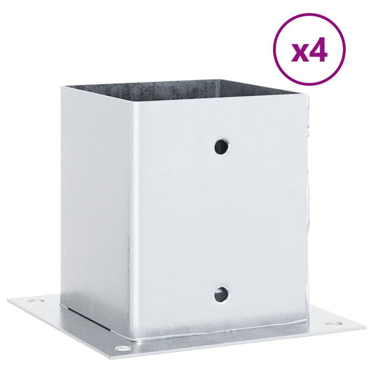 Post Bases Square 4 pcs Silver 121x121 mm Galvanised Steel