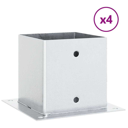 Post Bases Square 4 pcs Silver 141x141 mm Galvanised Steel