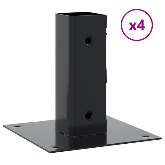 vidaXL Post Bases Square 4 pcs Anthracite 2.01x2.01" Powder-coated Steel