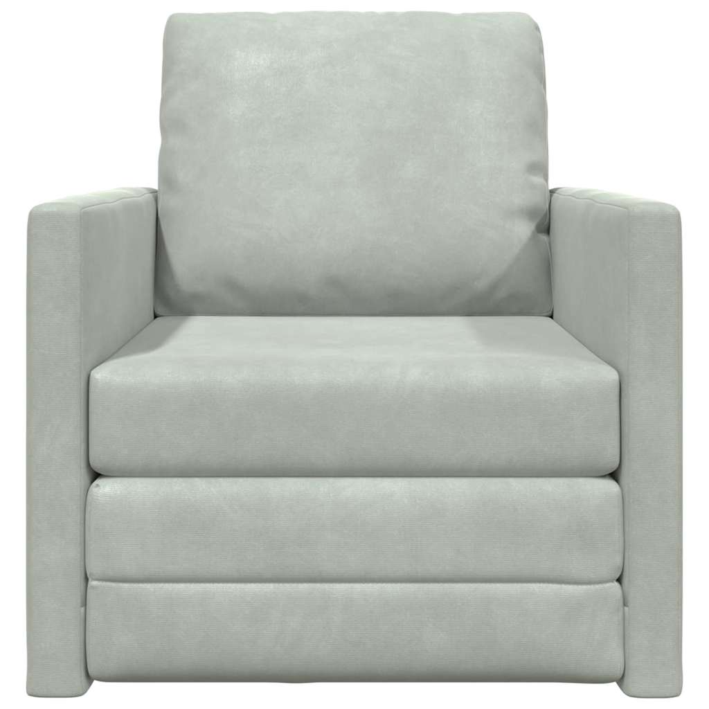 Floor Sofa Bed with Cushion Light grey 74 x 77 x 81 cm Velvet