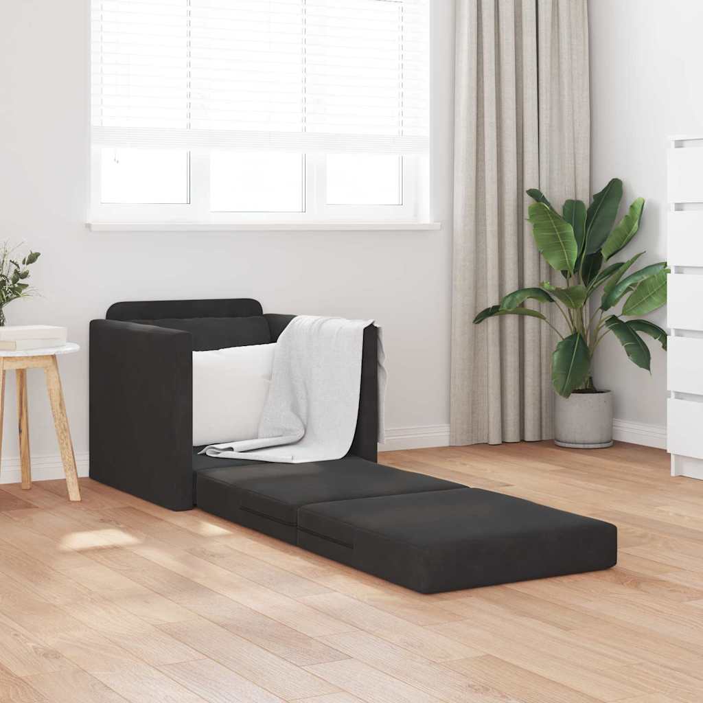 Floor Sofa Bed with Cushion Black 74 x 77 x 81 cm Velvet