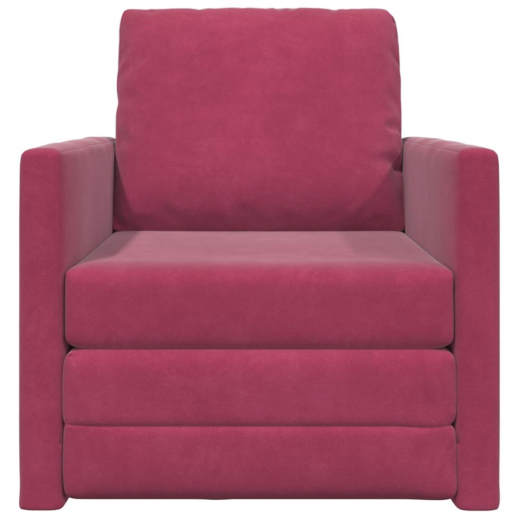 Floor Sofa Bed with Cushion Wine red 74 x 77 x 81 cm Velvet