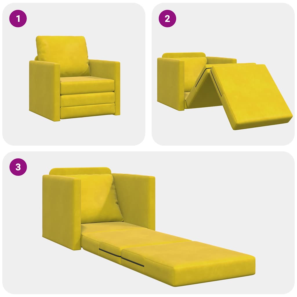 Floor Sofa Bed with Cushion Dark yellow 74 x 77 x 81 cm Velvet