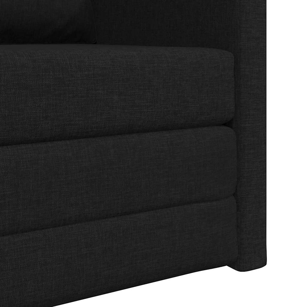 Floor Sofa Bed with Cushion Black 74 x 77 x 81 cm Fabric