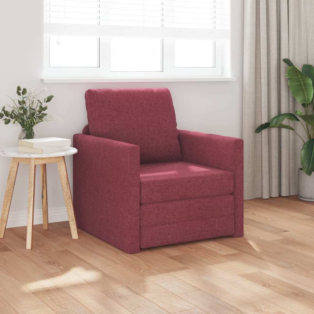 Floor Sofa Bed with Cushion Wine red 74 x 77 x 81 cm Fabric