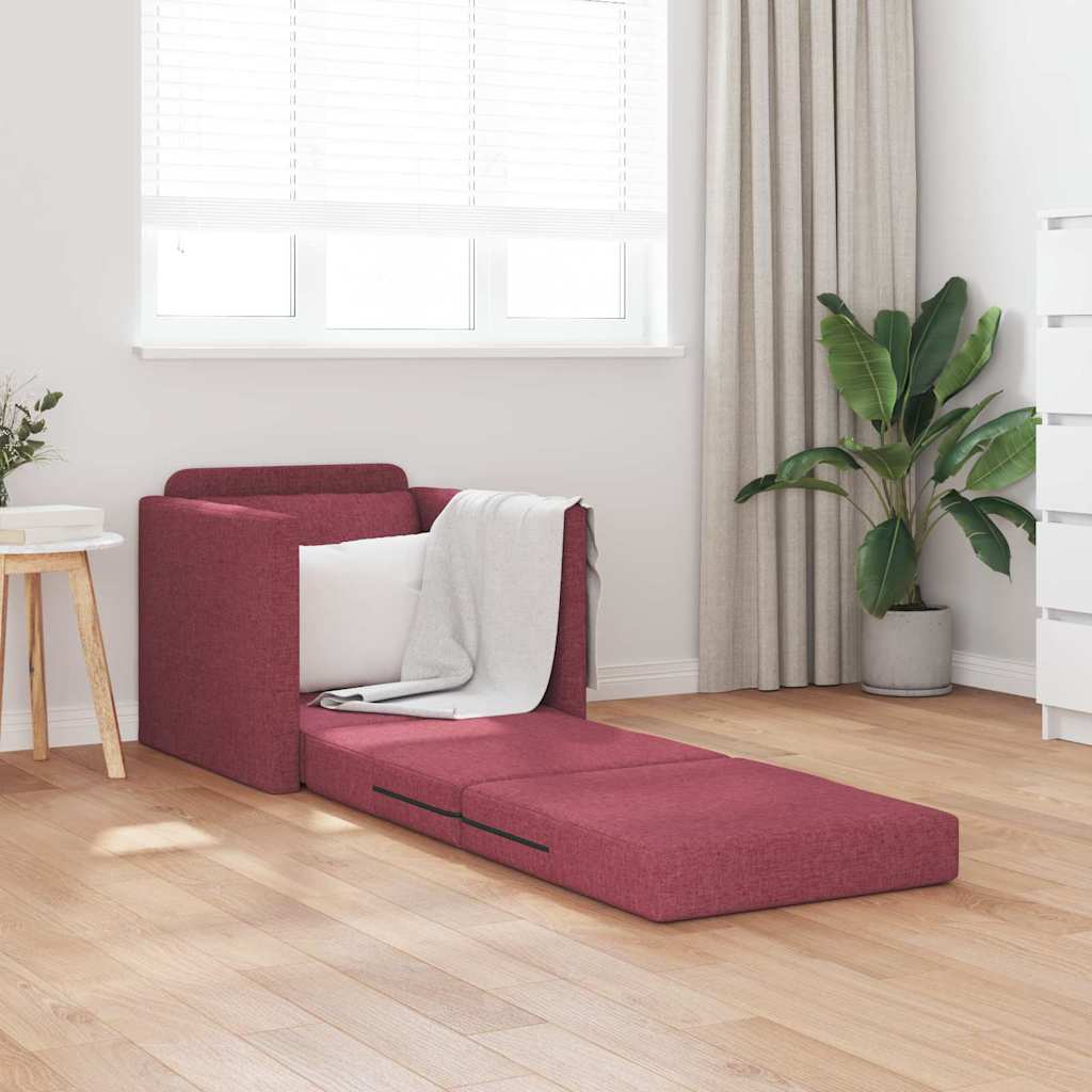 Floor Sofa Bed with Cushion Wine red 74 x 77 x 81 cm Fabric