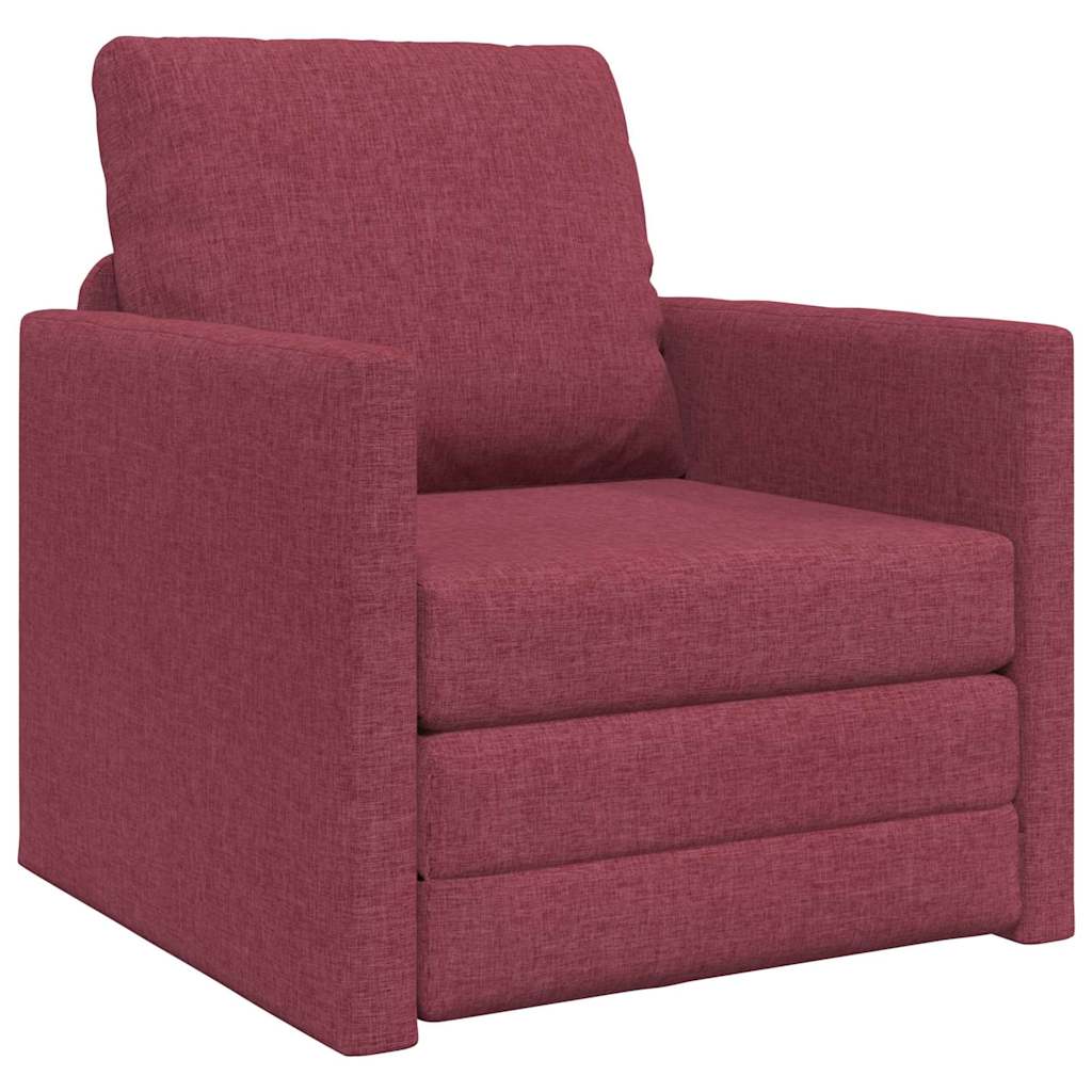 Floor Sofa Bed with Cushion Wine red 74 x 77 x 81 cm Fabric