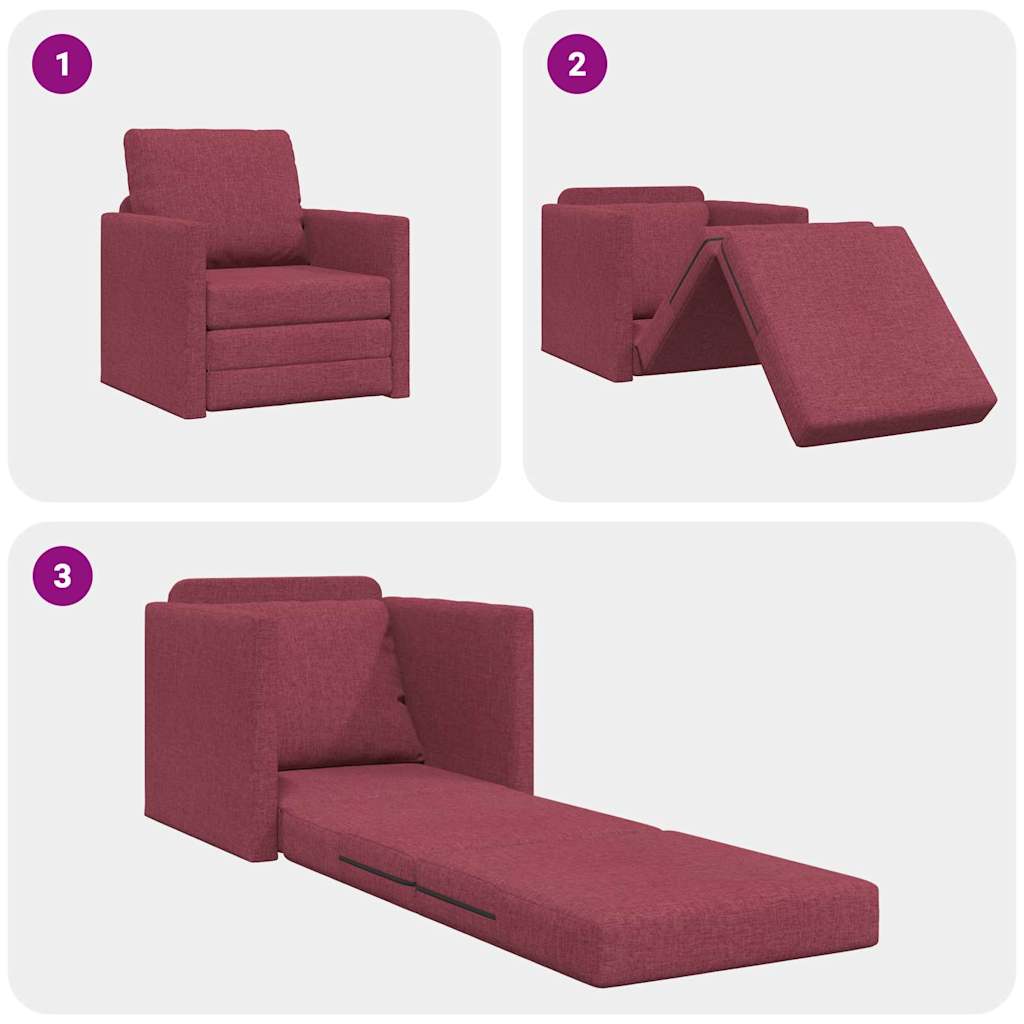Floor Sofa Bed with Cushion Wine red 74 x 77 x 81 cm Fabric