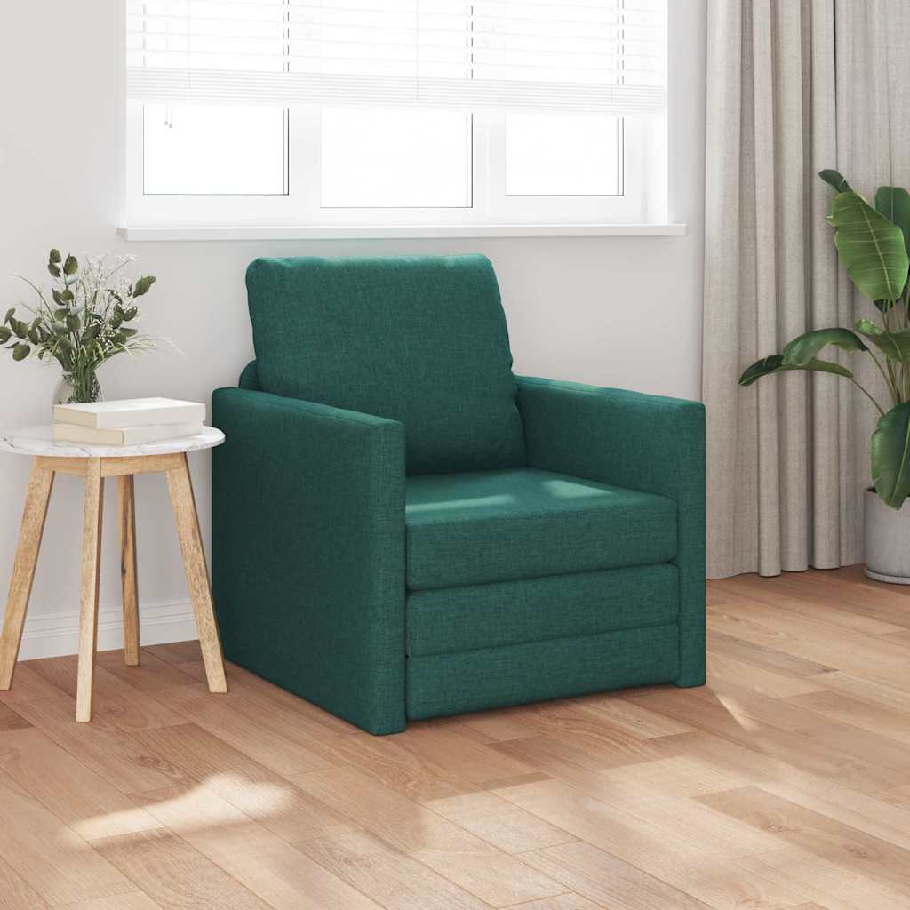Floor Sofa Bed with Cushion Dark green 74 x 77 x 81 cm Fabric