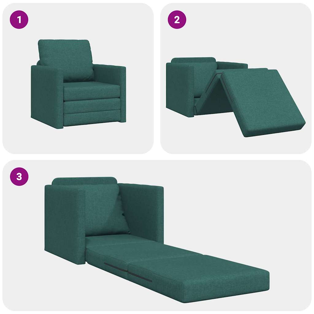 Floor Sofa Bed with Cushion Dark green 74 x 77 x 81 cm Fabric