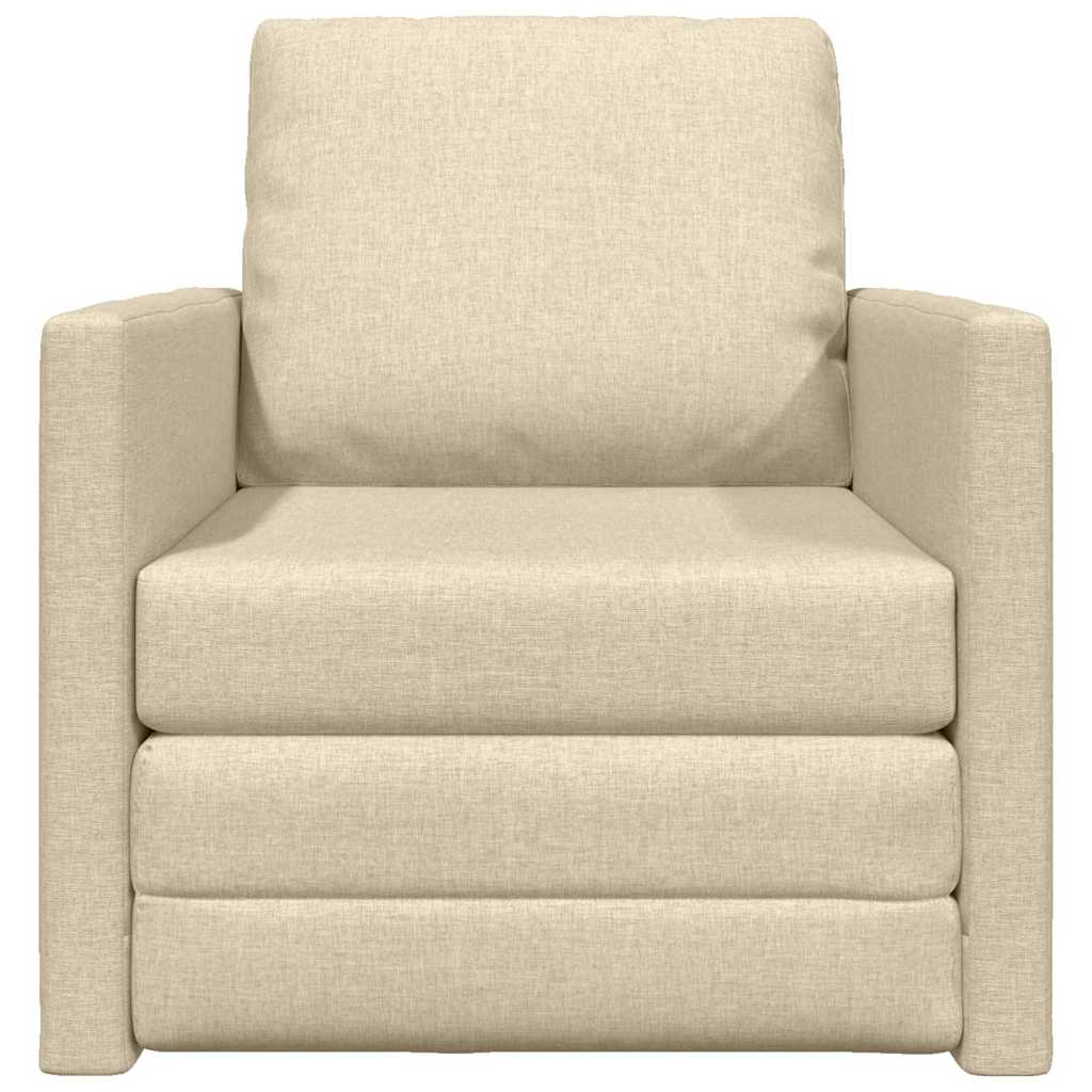 Floor Sofa Bed with Cushion Cream 74 x 77 x 81 cm Fabric