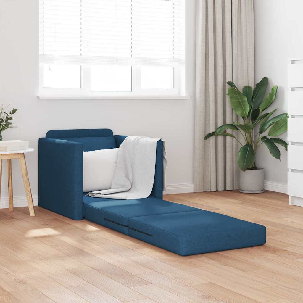 Floor Sofa Bed with Cushion Blue 74 x 77 x 81 cm Fabric
