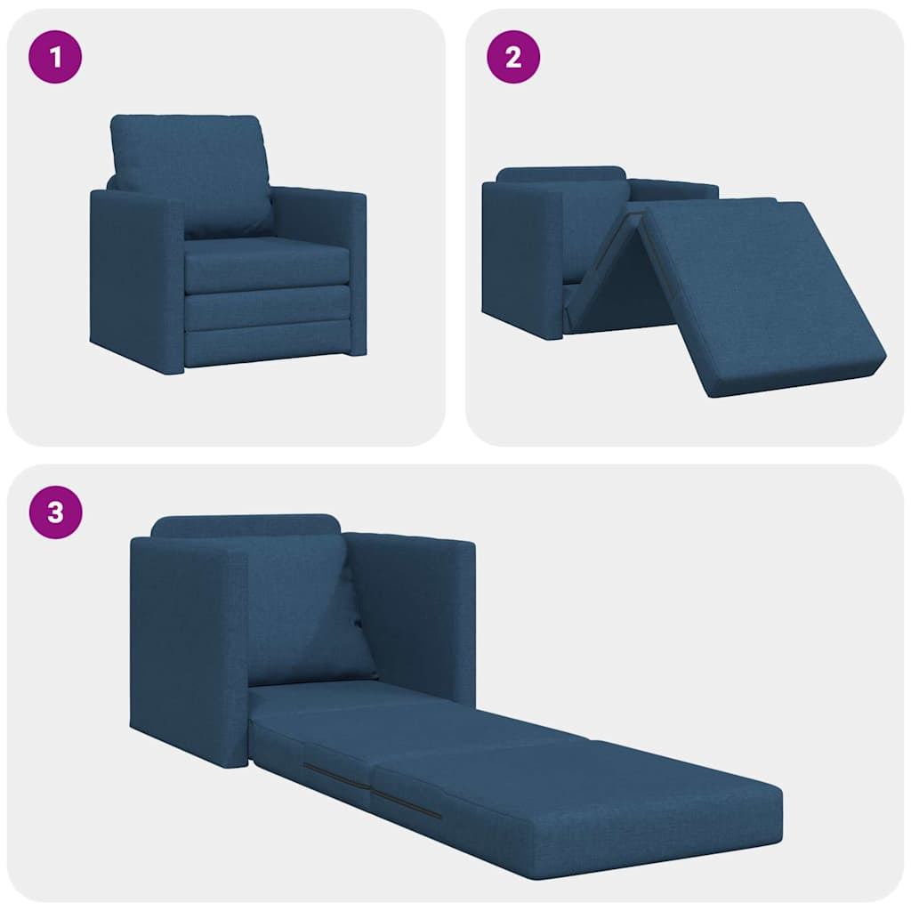 Floor Sofa Bed with Cushion Blue 74 x 77 x 81 cm Fabric