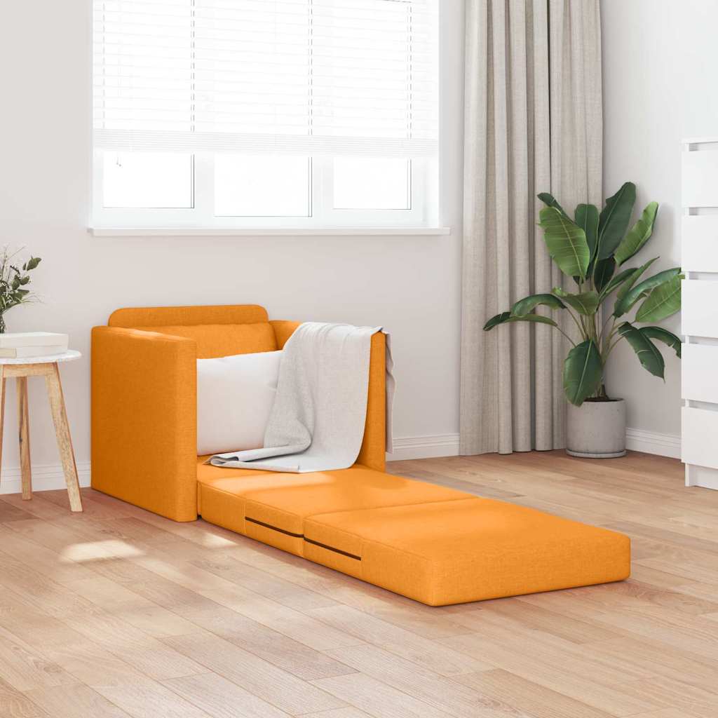 Floor Sofa Bed with Cushion Dark yellow 74 x 77 x 81 cm Fabric