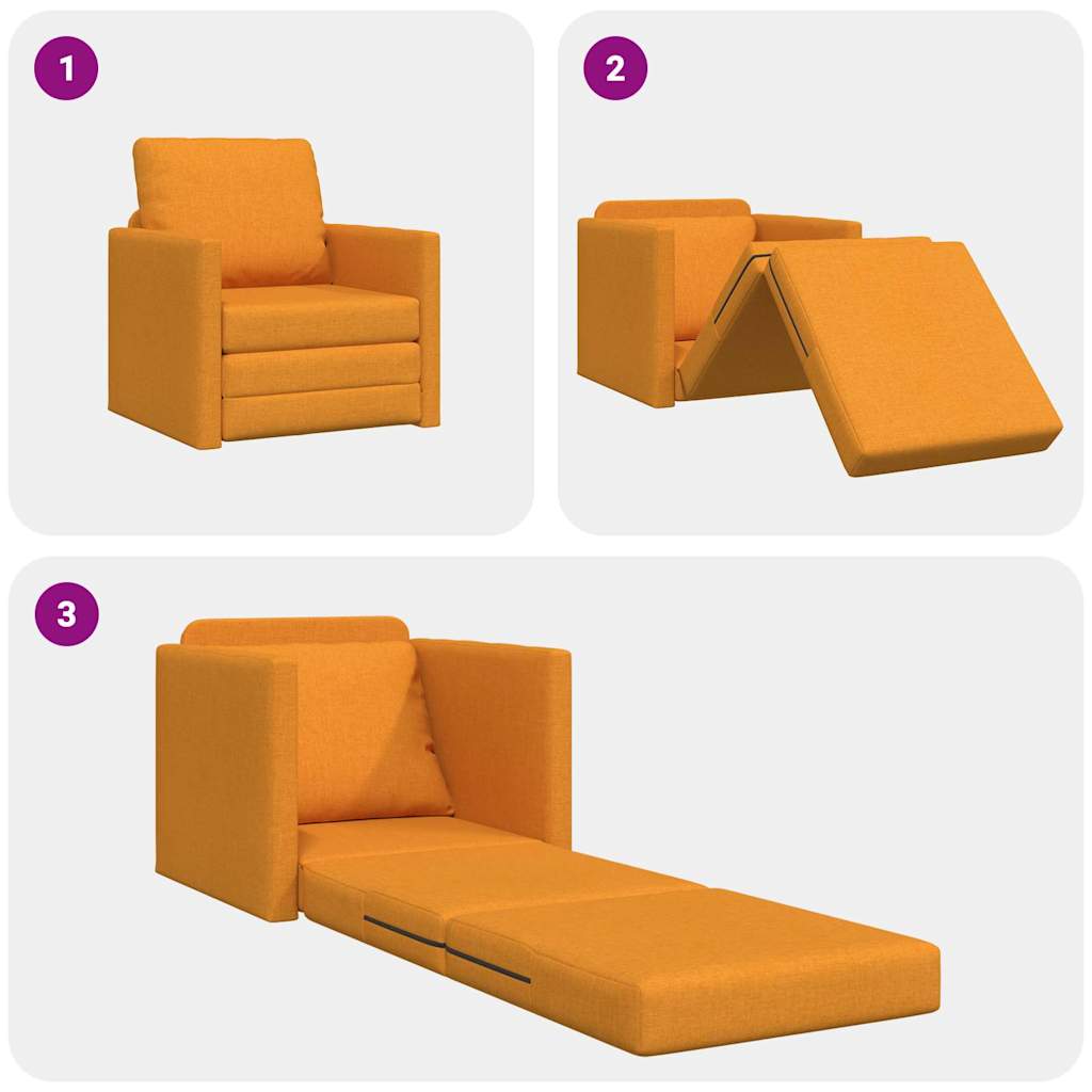 Floor Sofa Bed with Cushion Dark yellow 74 x 77 x 81 cm Fabric