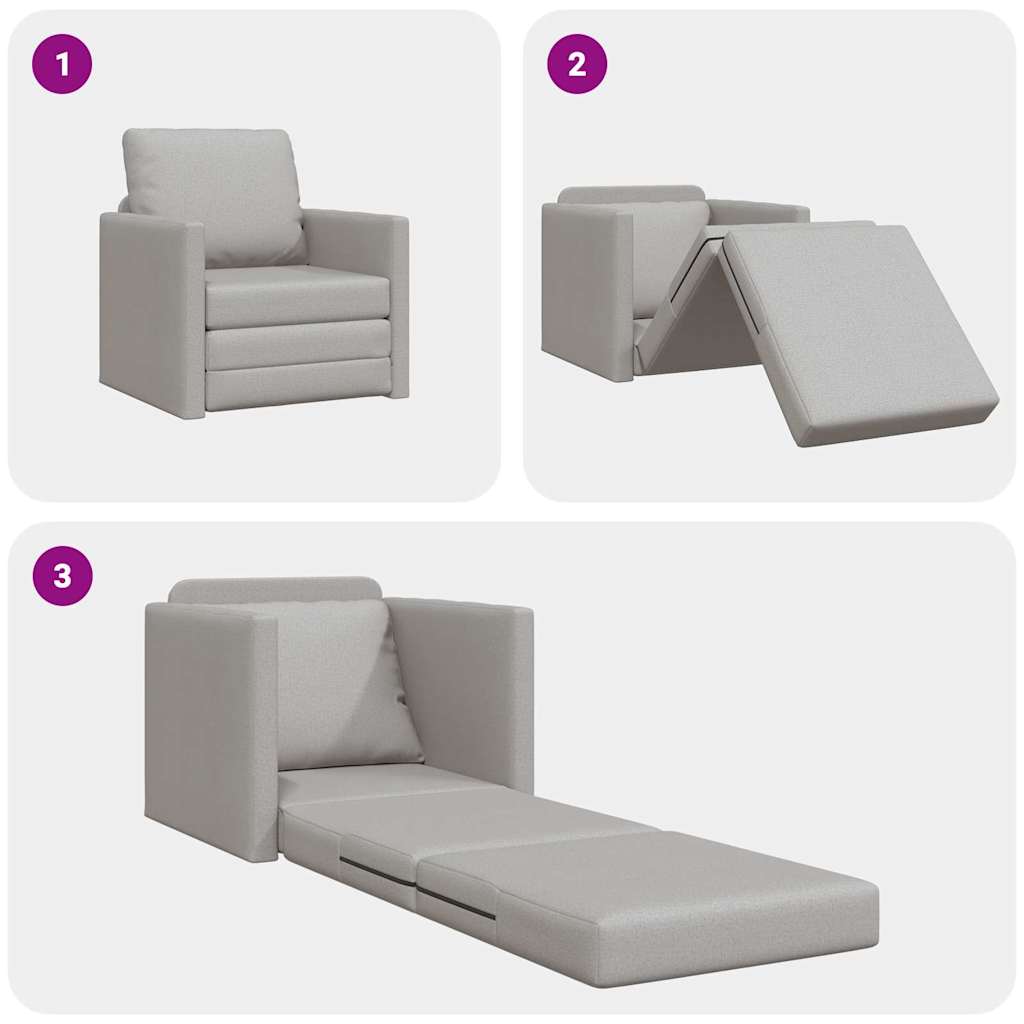 Floor Sofa Bed with Cushion Cloud grey 74 x 77 x 81 cm Fabric