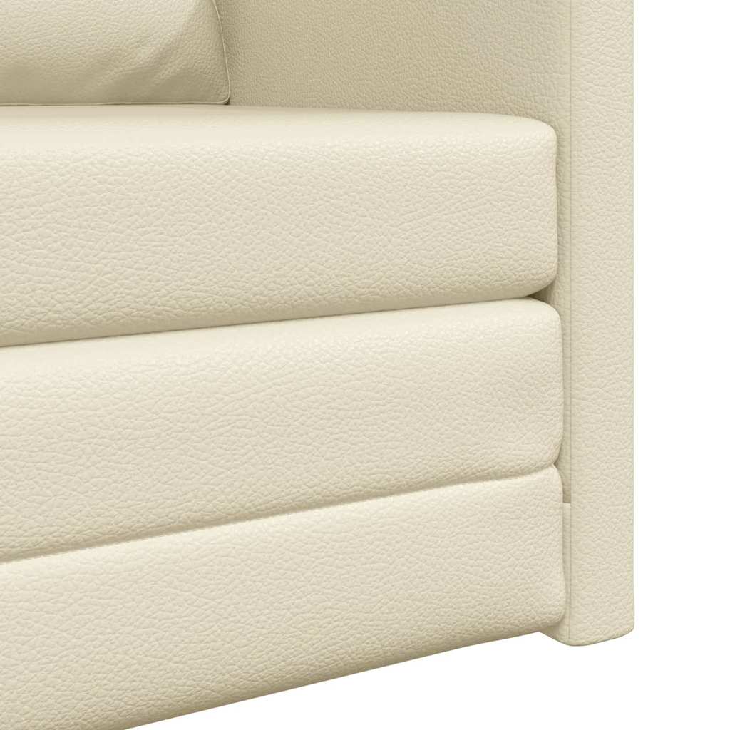 Floor Sofa Bed with Cushion Cream 74 x 77 x 81 cm Faux leather