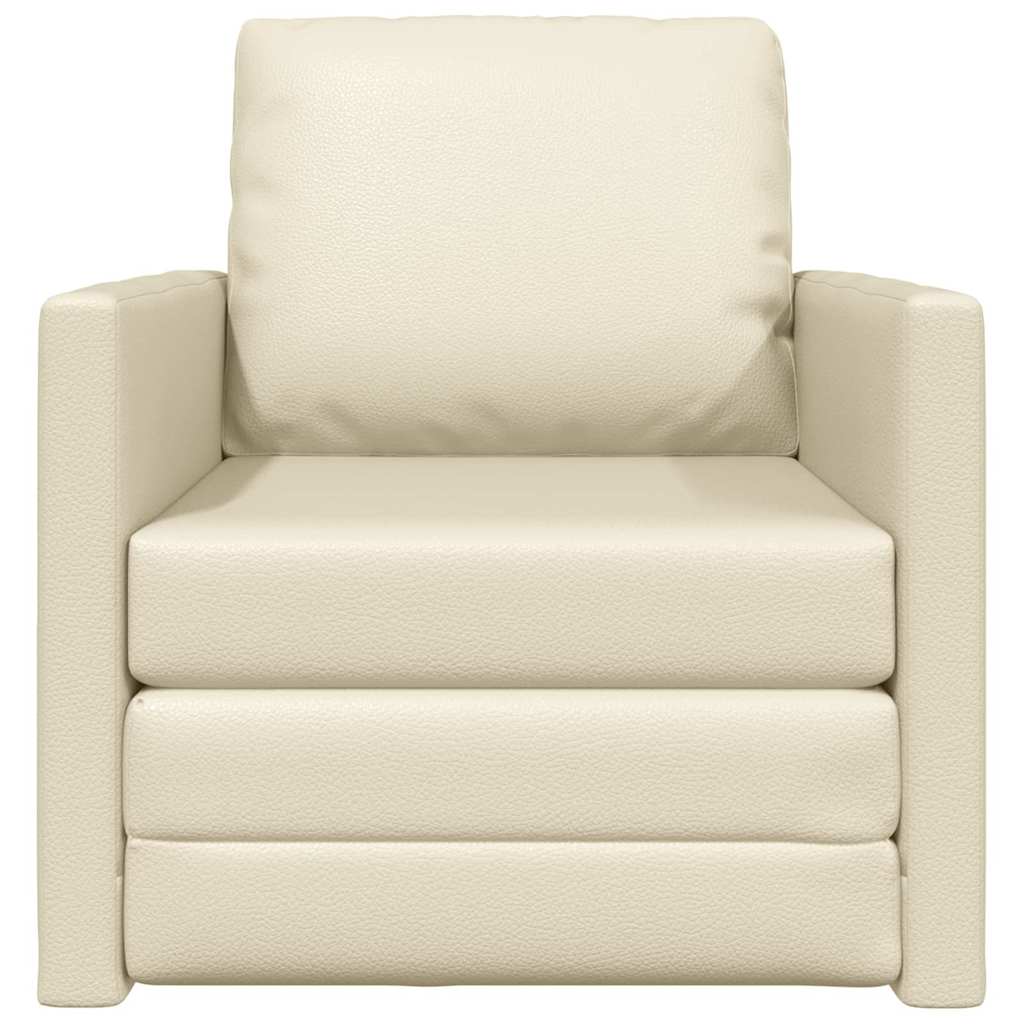 Floor Sofa Bed with Cushion Cream 74 x 77 x 81 cm Faux leather