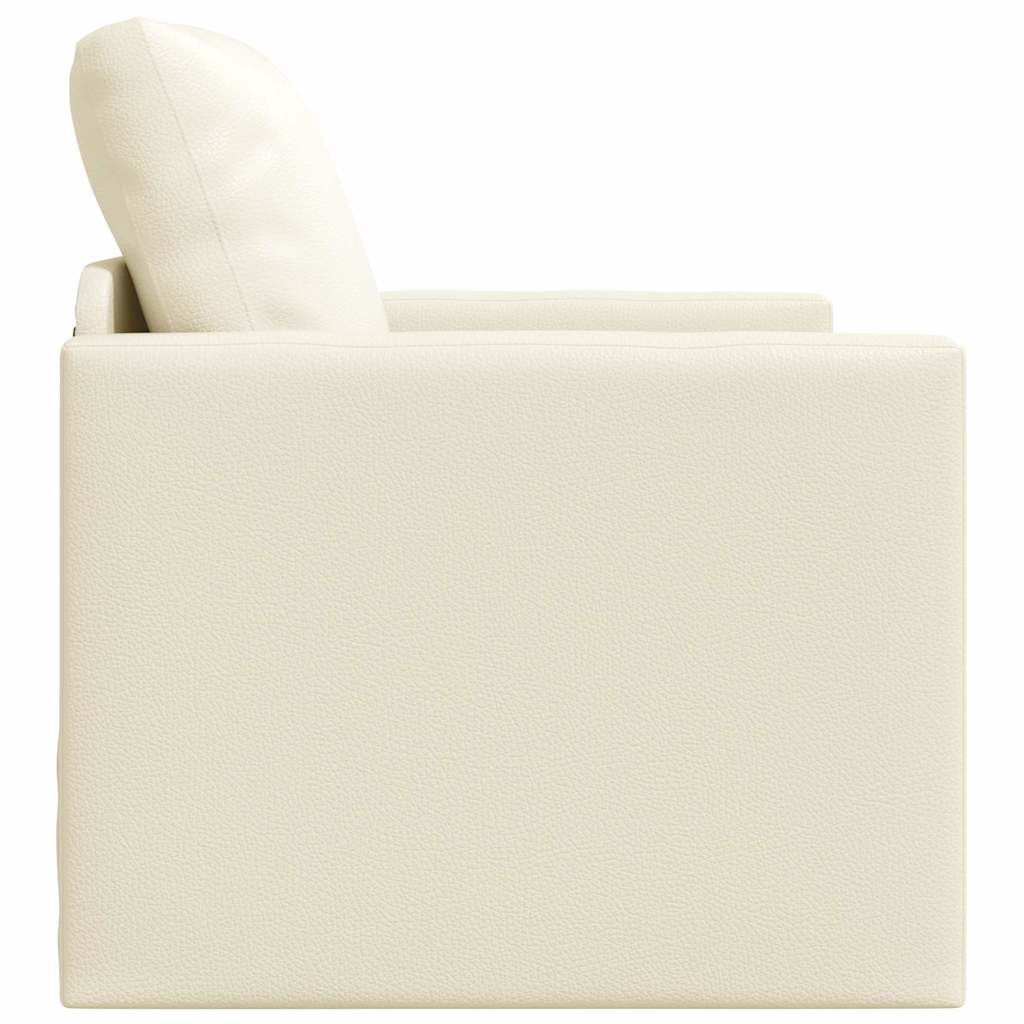 Floor Sofa Bed with Cushion Cream 74 x 77 x 81 cm Faux leather