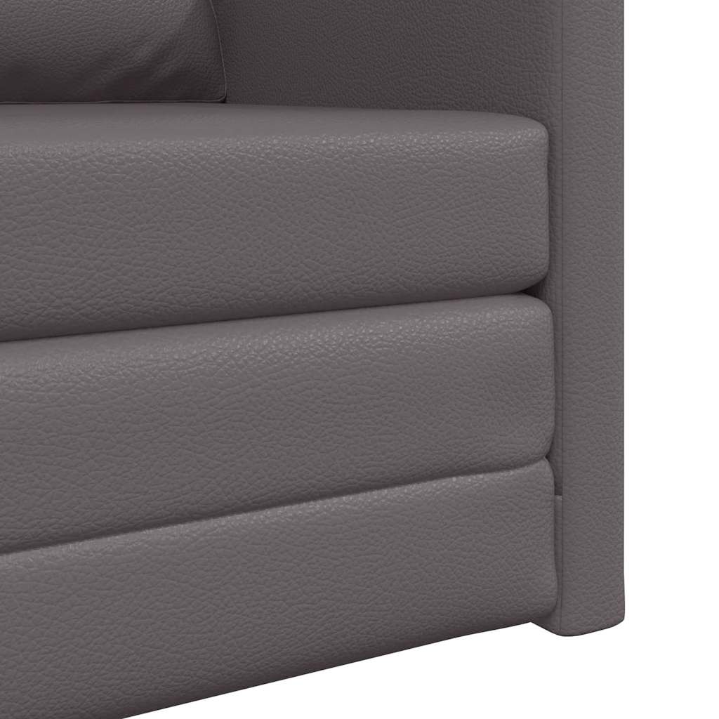 Floor Sofa Bed with Cushion Grey 74 x 77 x 81 cm Faux leather