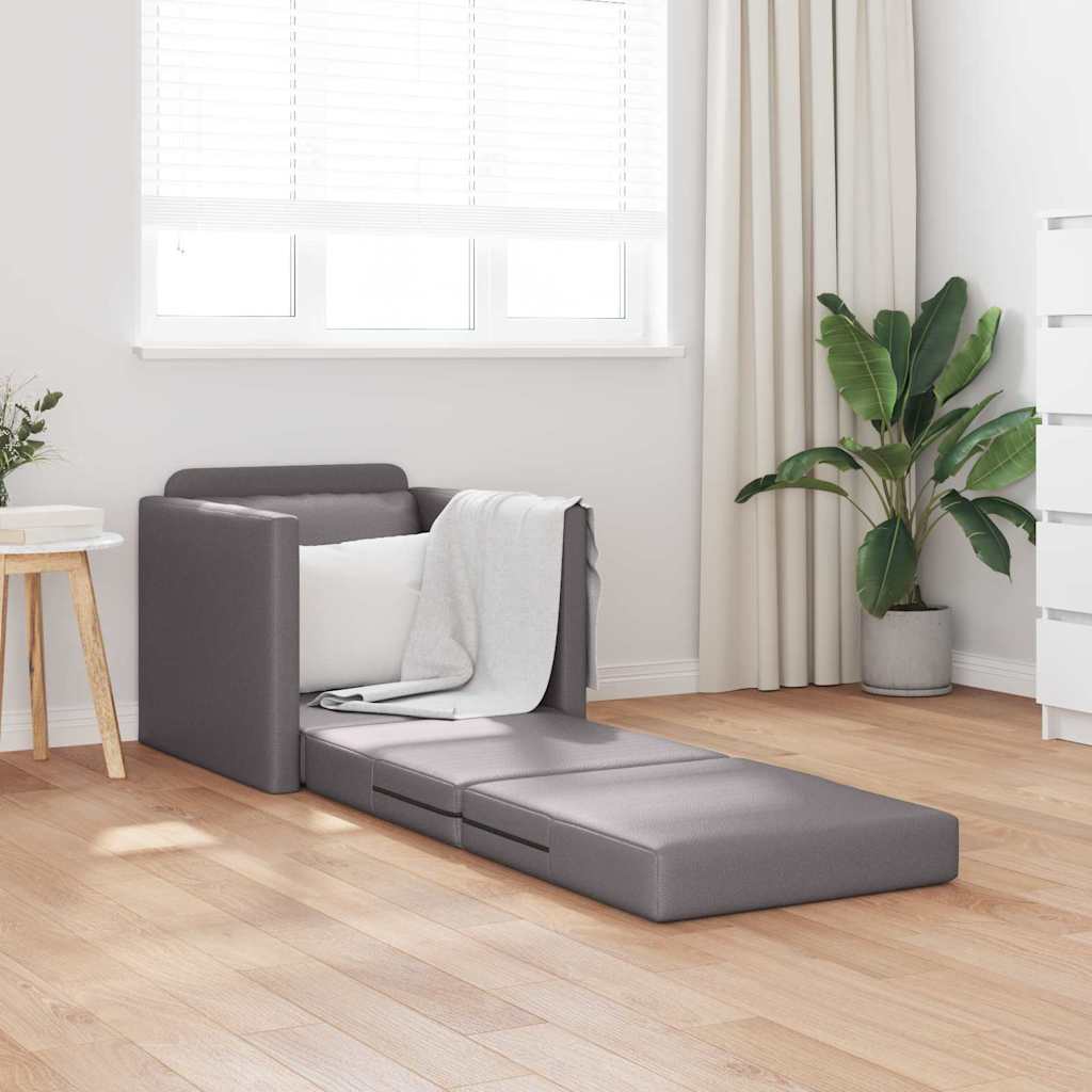 Floor Sofa Bed with Cushion Grey 74 x 77 x 81 cm Faux leather