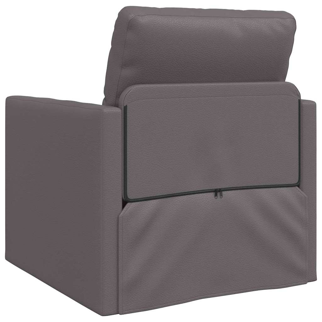 Floor Sofa Bed with Cushion Grey 74 x 77 x 81 cm Faux leather