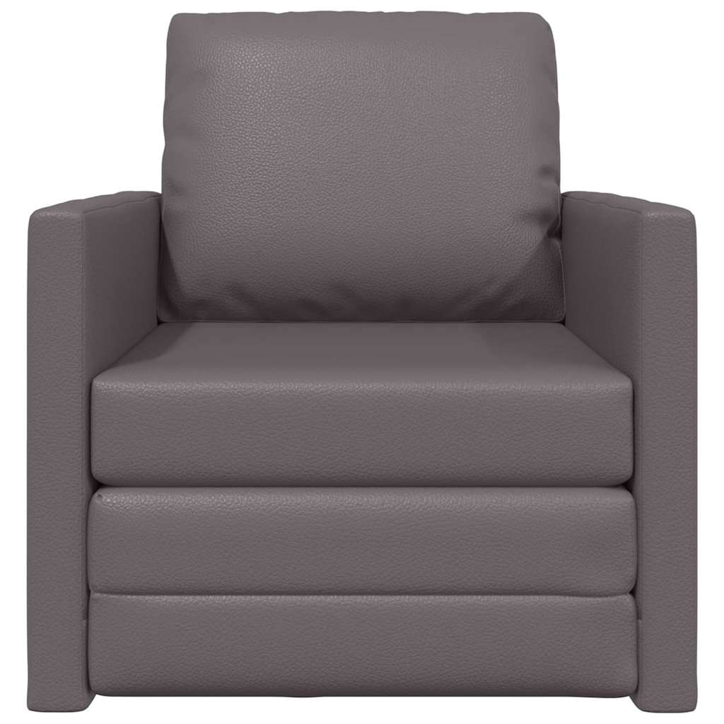 Floor Sofa Bed with Cushion Grey 74 x 77 x 81 cm Faux leather