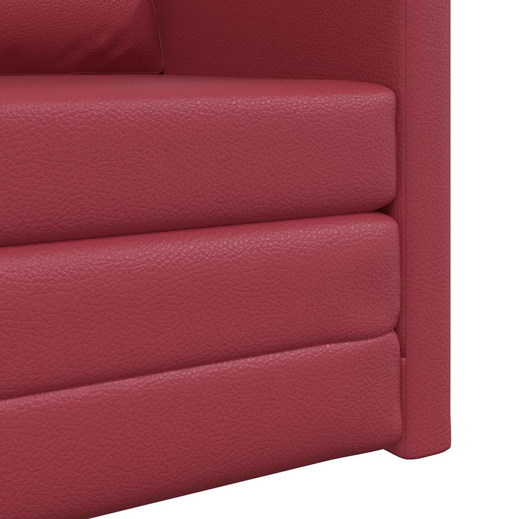 Floor Sofa Bed Wine red 74 x 77 x 81 cm Faux leather