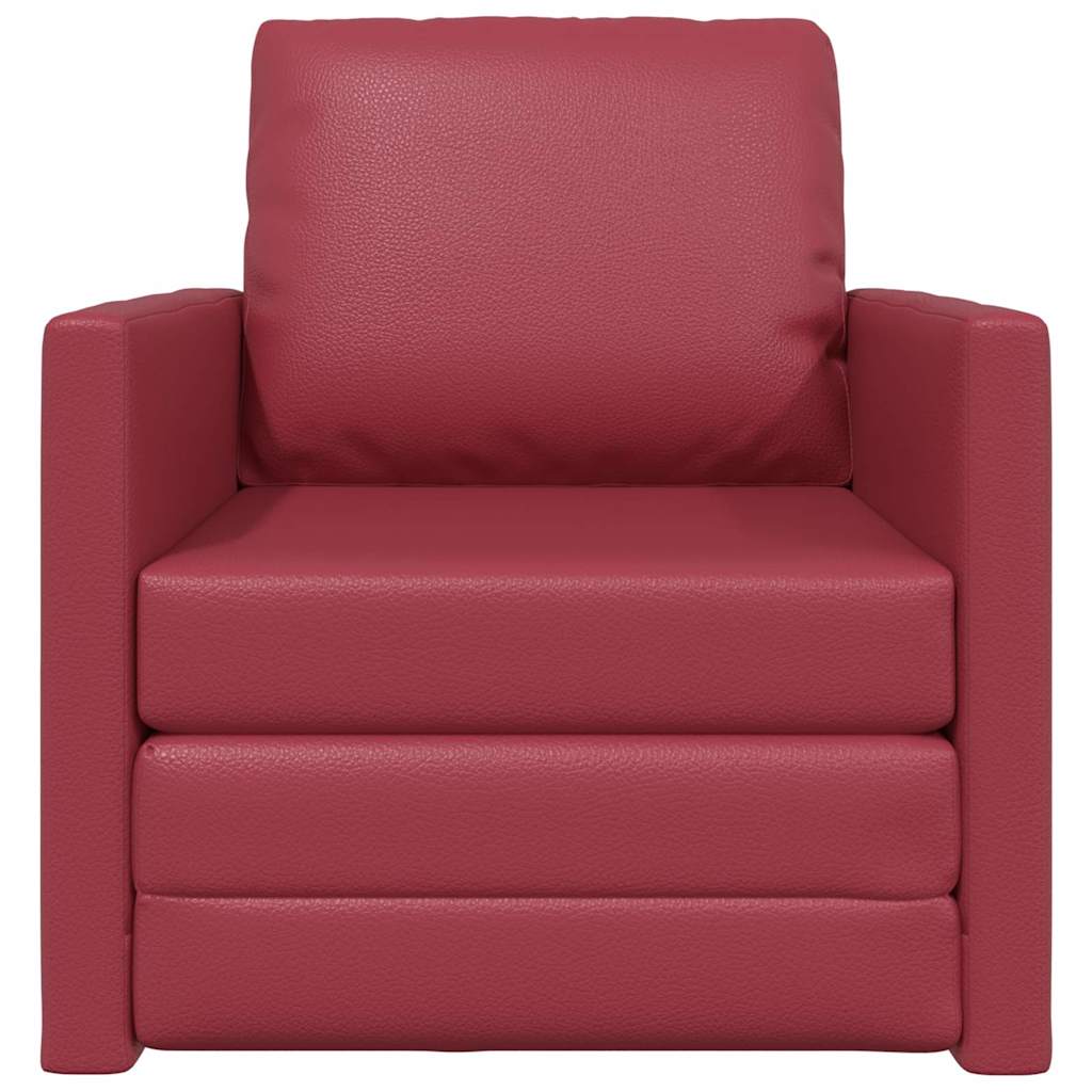 Floor Sofa Bed Wine red 74 x 77 x 81 cm Faux leather