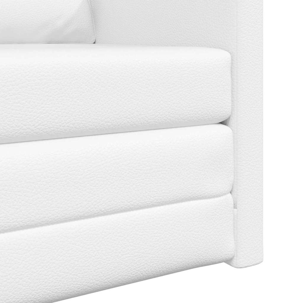 Floor Sofa Bed with Cushion White 74 x 77 x 81 cm Faux leather