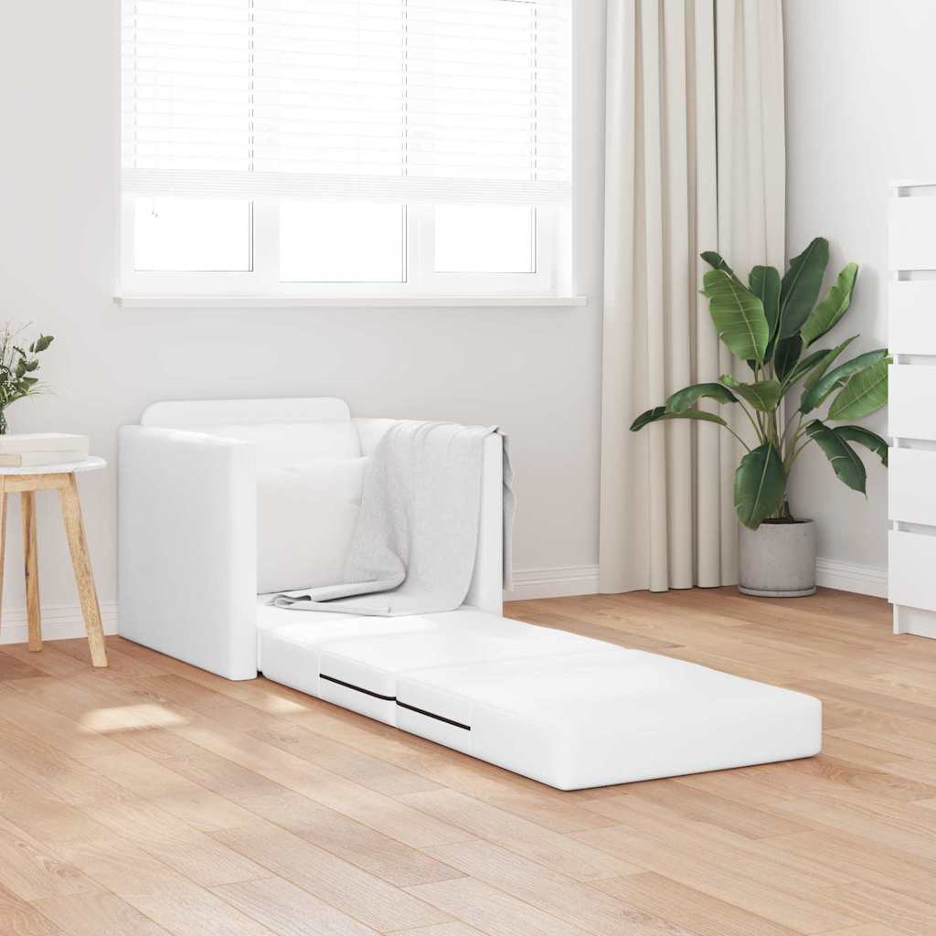 Floor Sofa Bed with Cushion White 74 x 77 x 81 cm Faux leather
