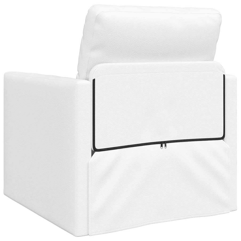 Floor Sofa Bed with Cushion White 74 x 77 x 81 cm Faux leather