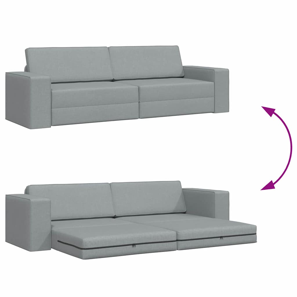 Floor Sofa Bed Light grey 245 x 78 x 77 cm Fabric