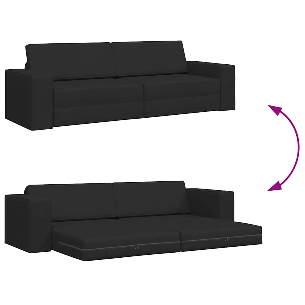 Floor Sofa Bed Black 245 x 78 x 77 cm Fabric