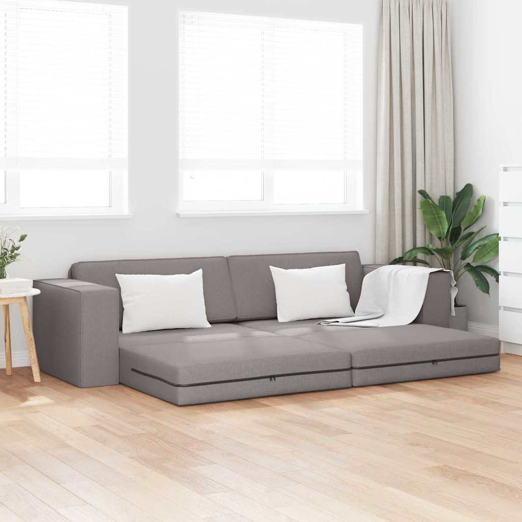 Floor Sofa Bed Taupe 245 x 78 x 77 cm Fabric