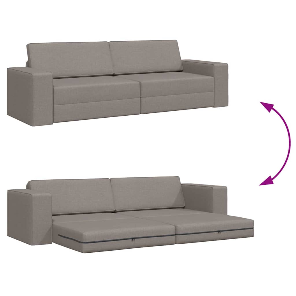 Floor Sofa Bed Taupe 245 x 78 x 77 cm Fabric