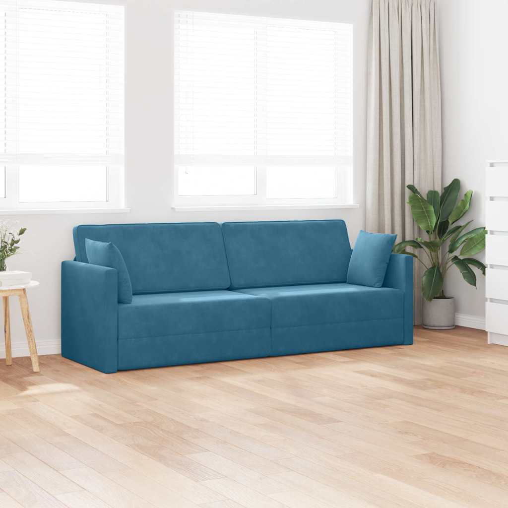 Floor Sofa Bed Blue 213 x 76 x 77 cm Velvet