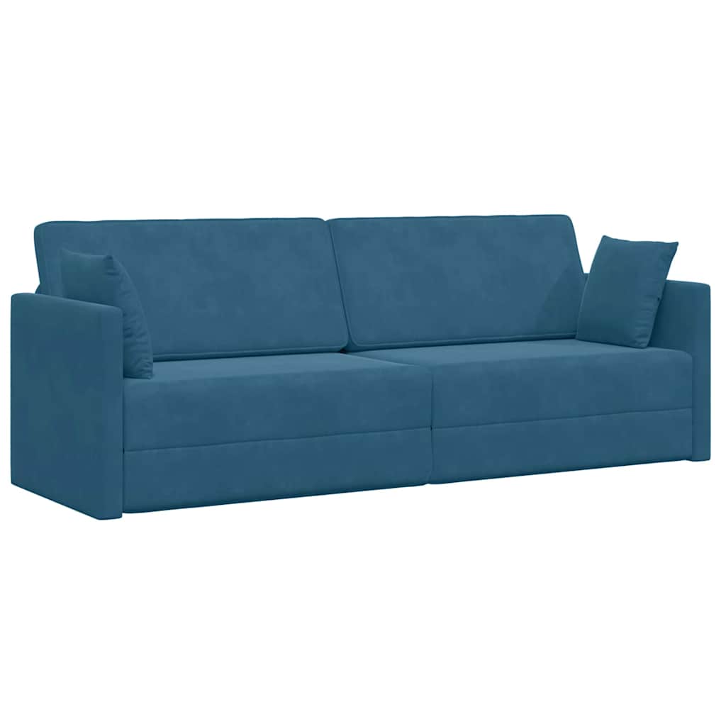 Floor Sofa Bed Blue 213 x 76 x 77 cm Velvet