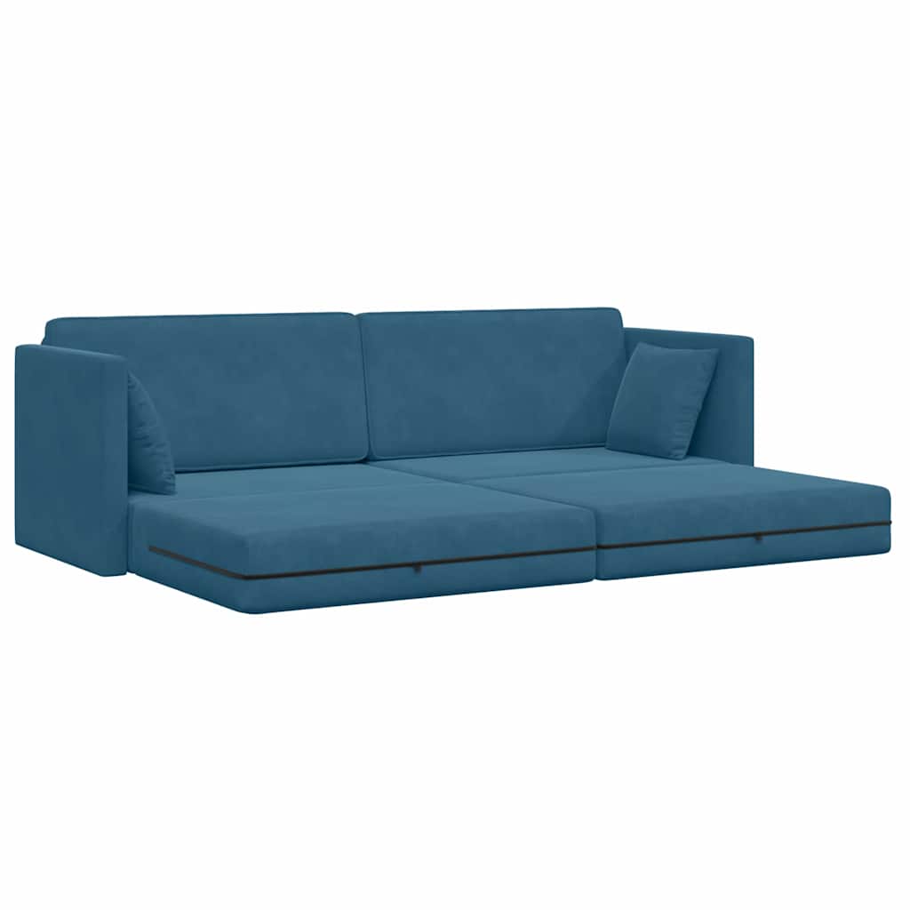 Floor Sofa Bed Blue 213 x 76 x 77 cm Velvet
