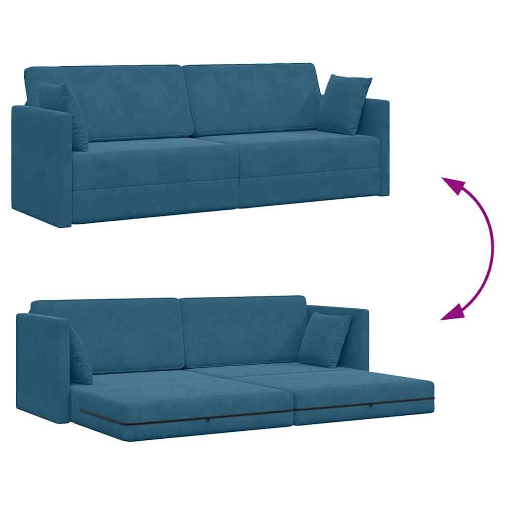 Floor Sofa Bed Blue 213 x 76 x 77 cm Velvet