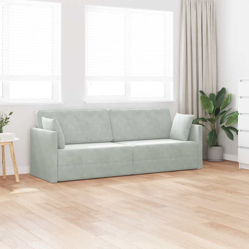 Floor Sofa Bed Light grey 213 x 76 x 77 cm Velvet