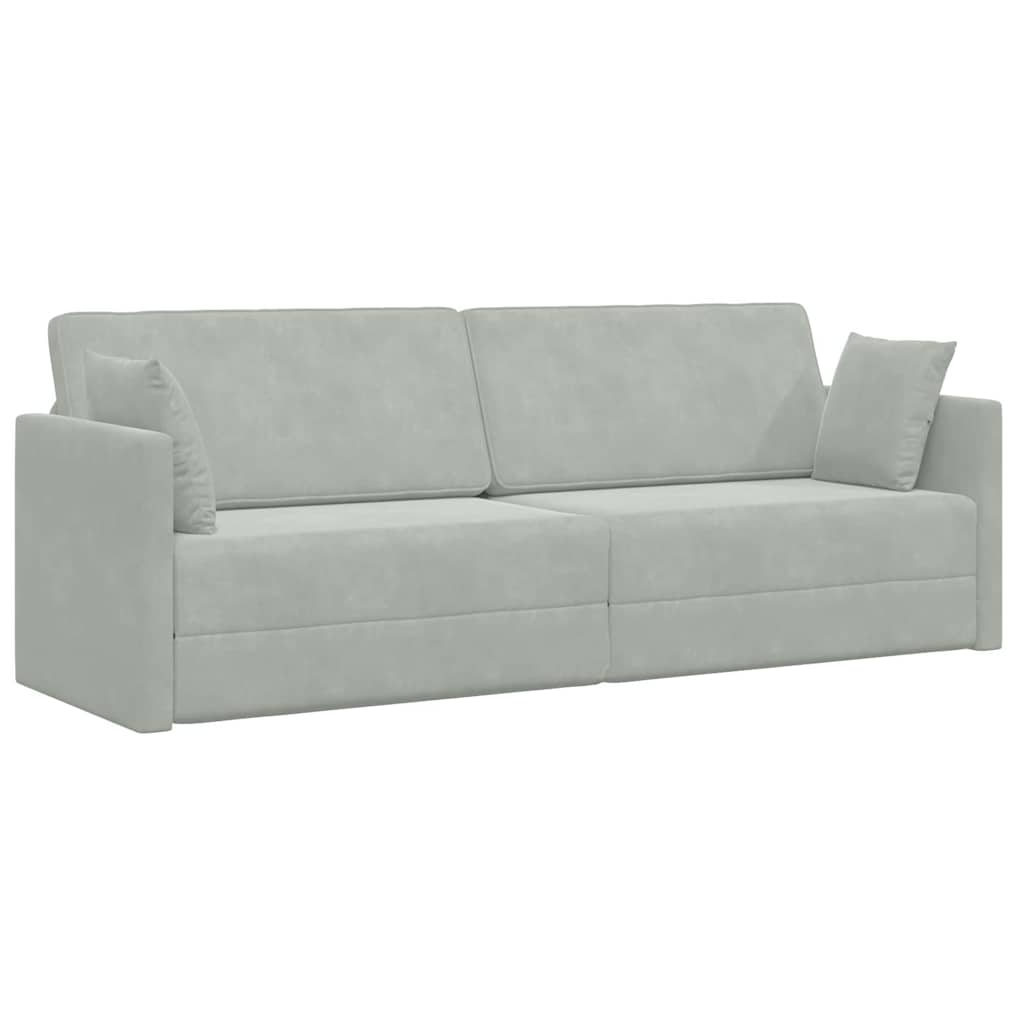 Floor Sofa Bed Light grey 213 x 76 x 77 cm Velvet