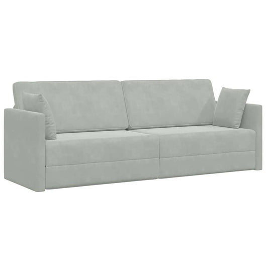 Floor Sofa Bed Light grey 213 x 76 x 77 cm Velvet