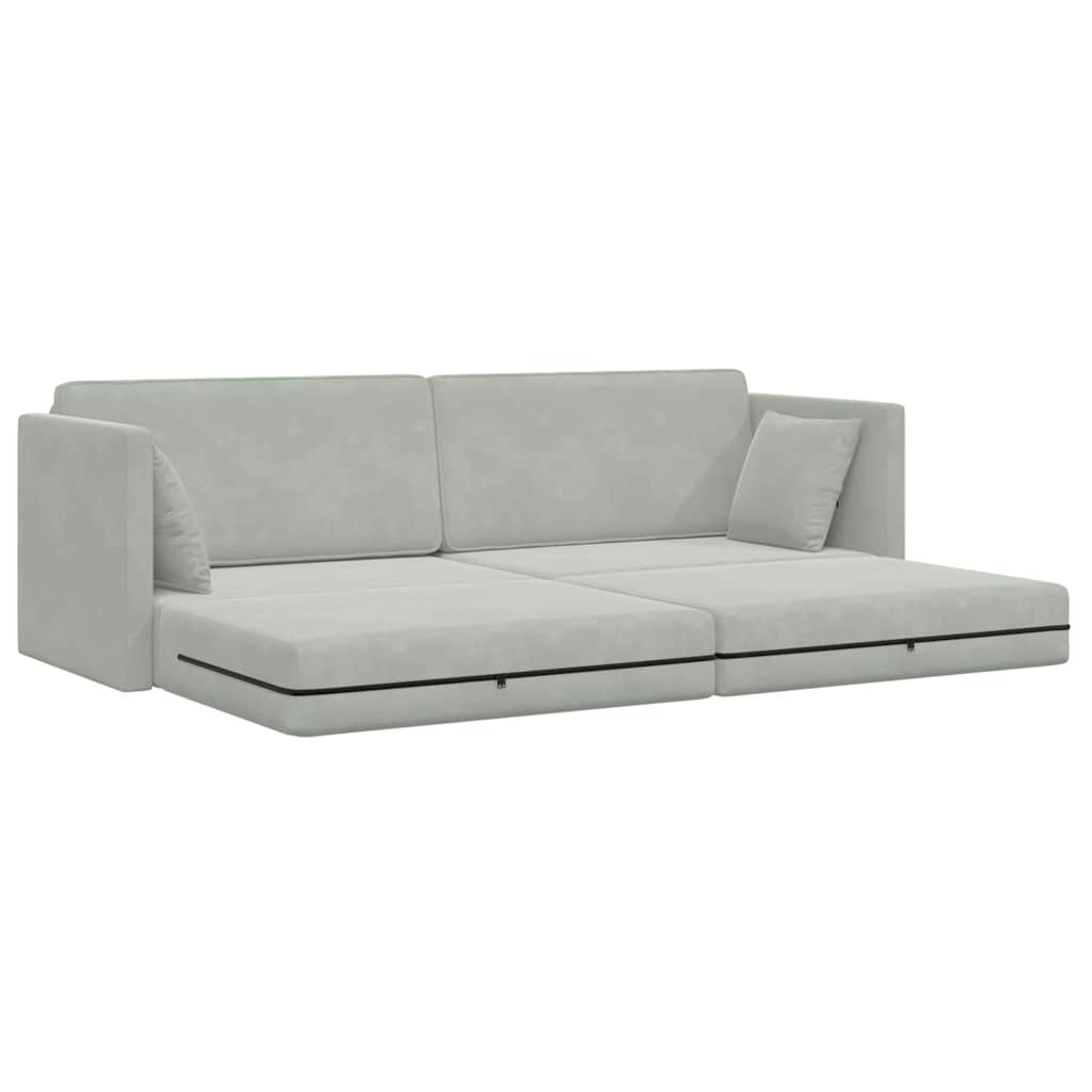 Floor Sofa Bed Light grey 213 x 76 x 77 cm Velvet