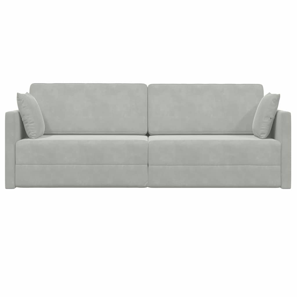 Floor Sofa Bed Light grey 213 x 76 x 77 cm Velvet